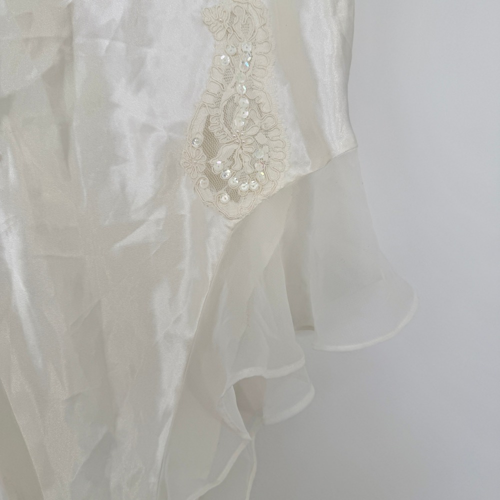Victoria's Secret Vintage Ivory Satin Lace Sequin Ruffle Bodysuit Lingerie Large - Picture 6 of 11